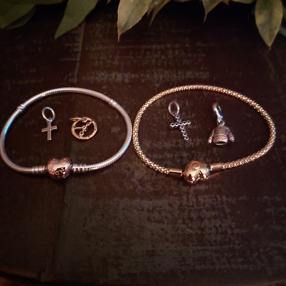 Pandora Silver and Gold Charm Bracelets